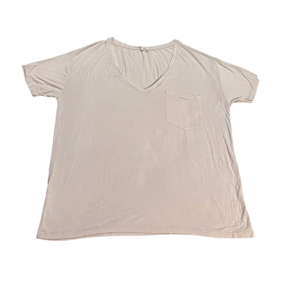 Kyte Bamboo Relaxed Fit V Neck Sakura Pink Size Medium